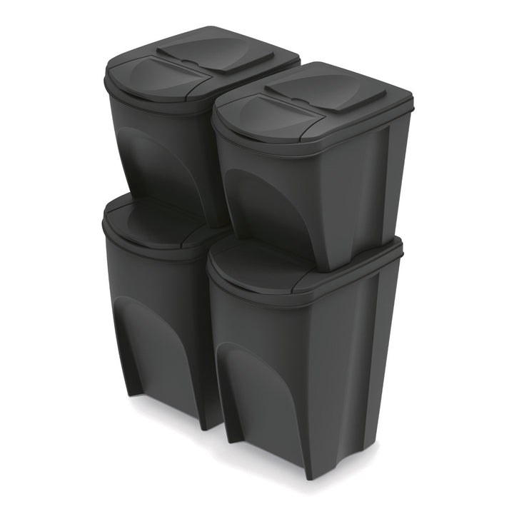 Set 4 cosuri pentru colectare selectiva, 2 x 25 L si 2 x 35 L, negru
