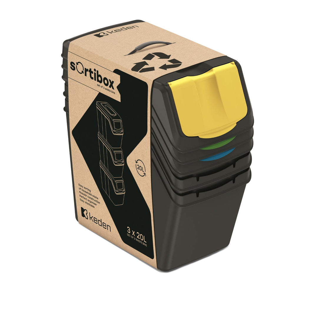 Keden SORTI BOX 3x20l кош за отпадъци - черен за рециклиране