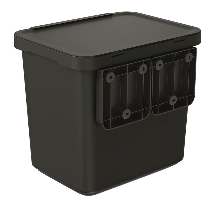 Cos de gunoi Systema, 2x10L, negru, cu baza detasabila cu picioare