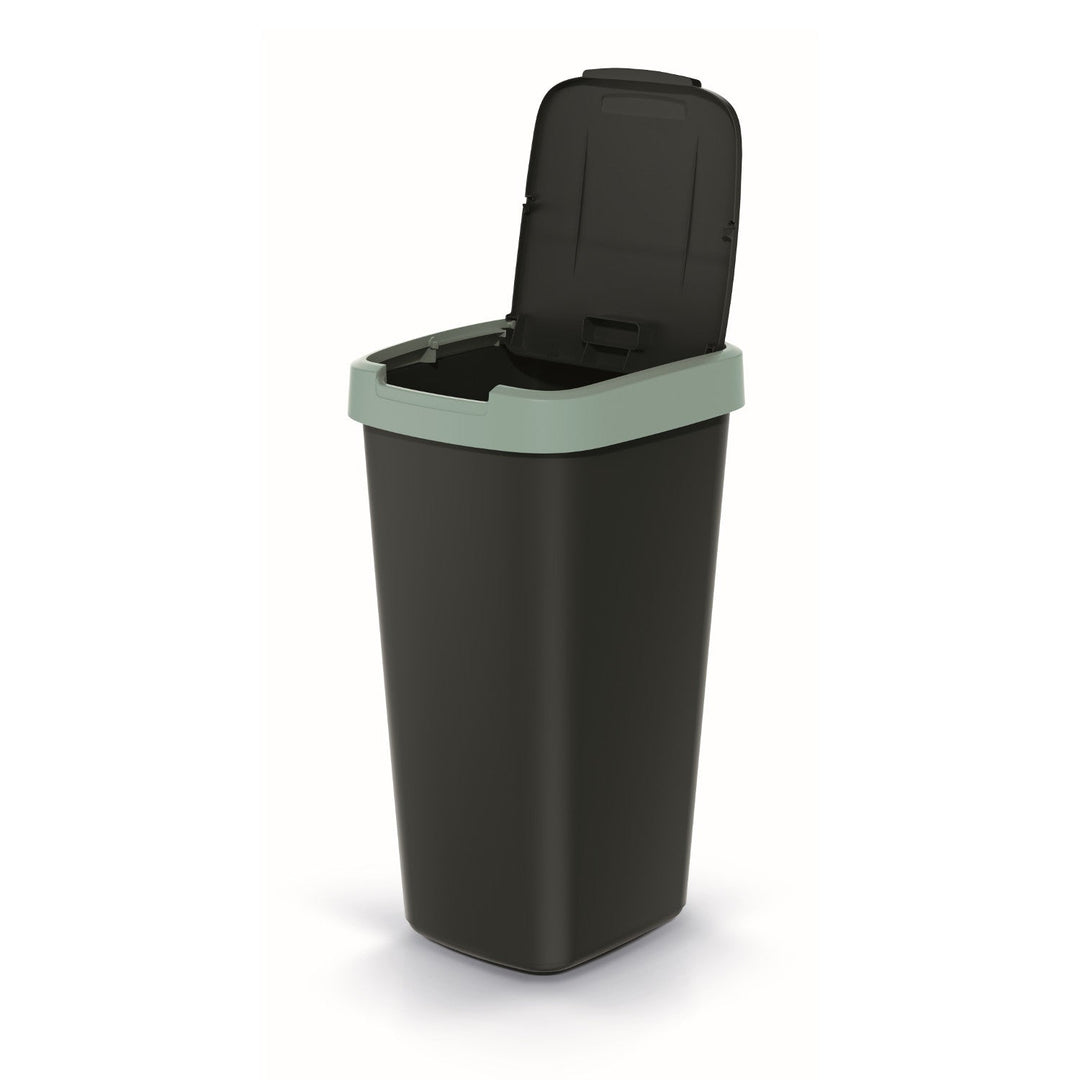 25-литрова кошница за отпадъци KEDEN COMPACTA Q NSAB25-5575C - черна с зелена рамка