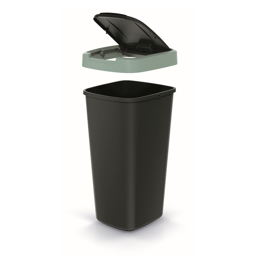 25-литрова кошница за отпадъци KEDEN COMPACTA Q NSAB25-5575C - черна с зелена рамка