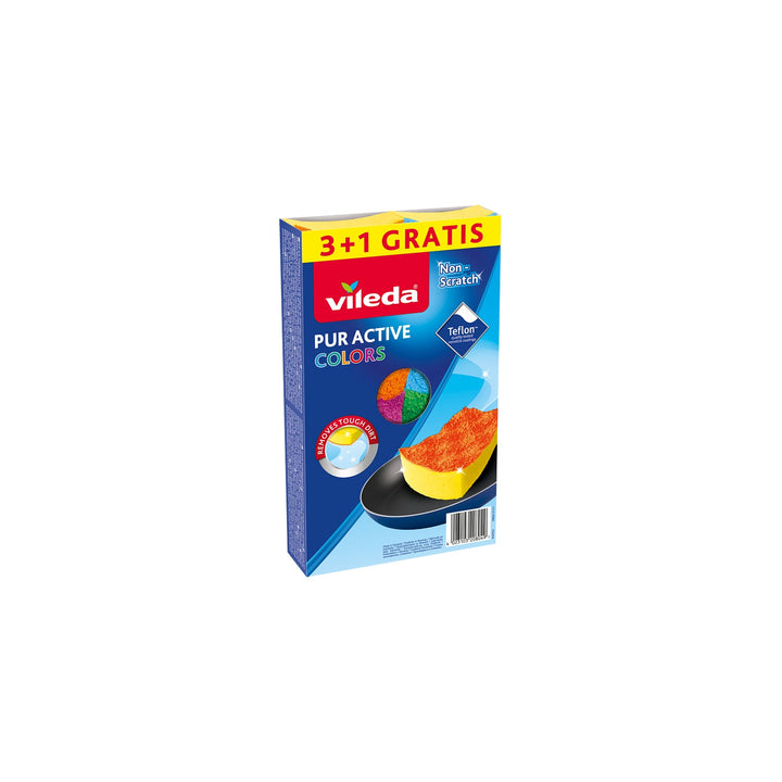 Комплект от 4 многоцветни гъби за миене на съдове - Vileda Pur Active Colours