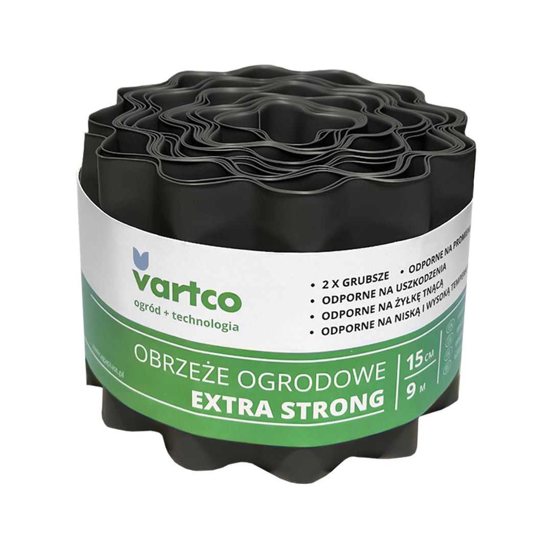 Вълнообразна градинска ограда 15 cm x 9 m Vartco Extra Strong графит