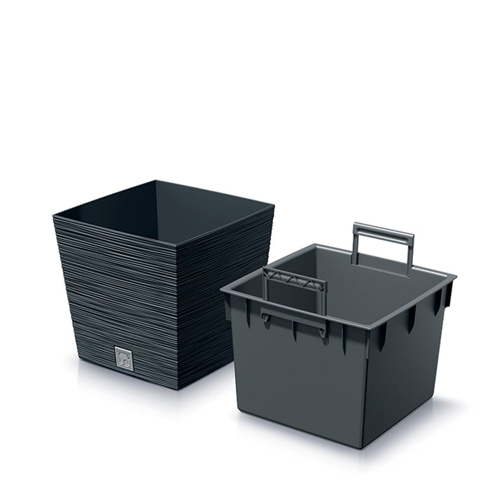 Проспепласт Furu Square Low DFS240-S433 саксия с вложка – антрацитен цвят