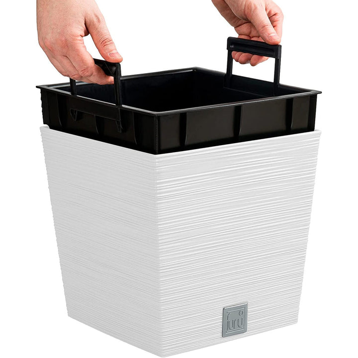 Просперпласт Furu Square Low DFS240-S449 саксия с вложка – бяла