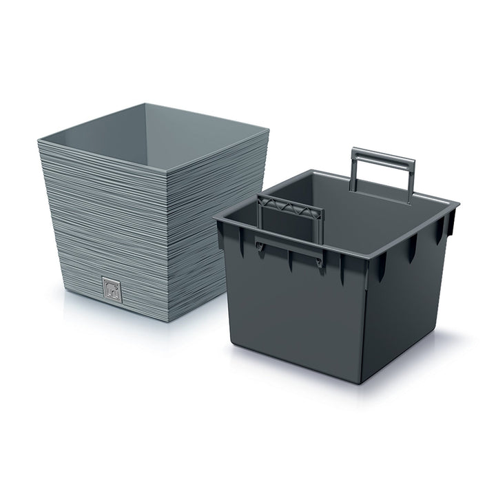 Просперпласт Furu Square Low DFS300-422U саксия с вложка – цвят бетон (сив)