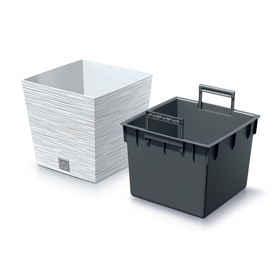 Просперпласт Furu Square Low DFS300-S449 саксия с вложка – бяла