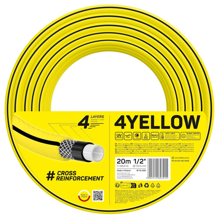 CELLFAST 4YELLOW 10-500 1/2" 20 м 4-слоен градински маркуч