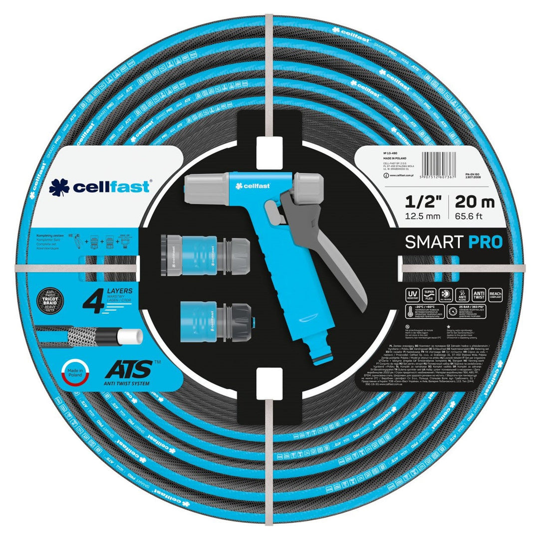 Set furtun de grădină Smart Pro Ats cu 4 straturi, 1/2", 20 m si accesorii