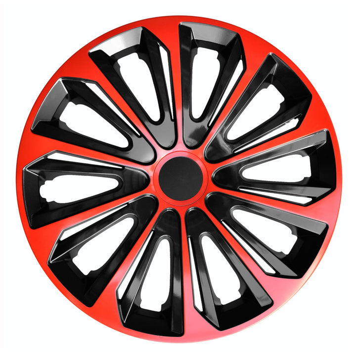 14" NRM STRONG DUO RED BLACK червени и черни капаци за колела, 4 броя