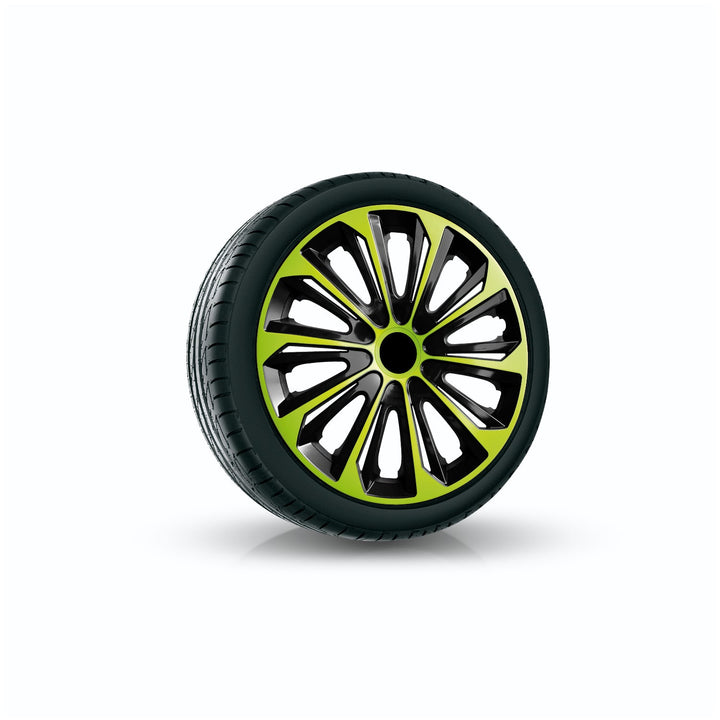 15" NRM STRONG DUO GREEN BLACK зелени и черни капаци за колела, 4 бр.