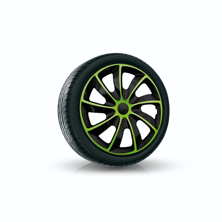 Универсални капаци за колела 14'' QUAD BiColour черно/зелено 4 броя