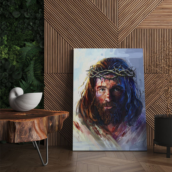 Платно с изображение на Исус Христос с трънен венец, 40x60 см