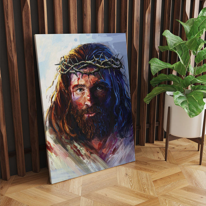 Платно с изображение на Исус Христос с трънен венец, 60x90 см