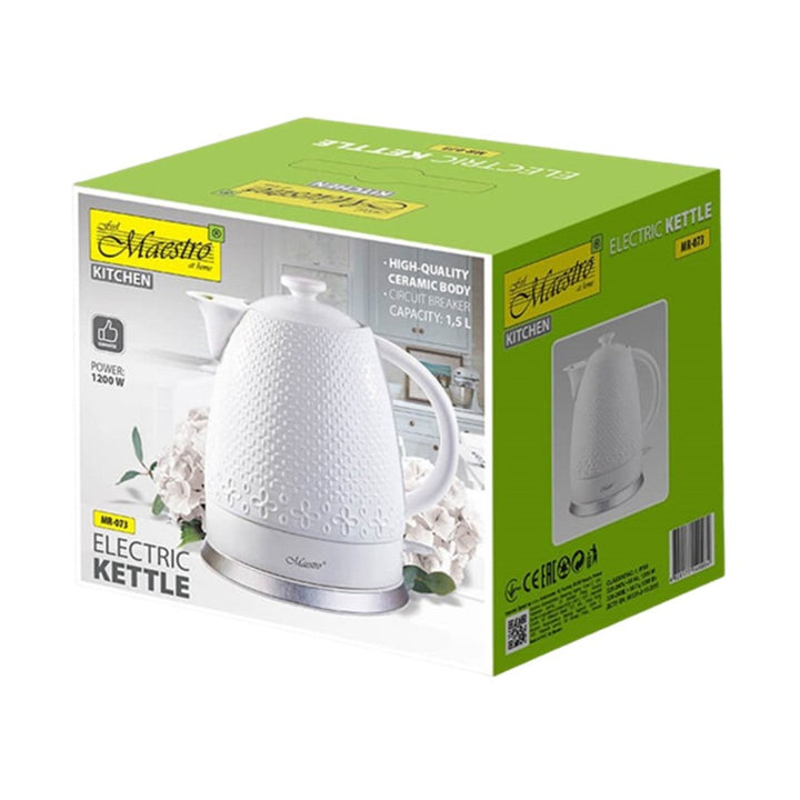 Maestro MR-073 1,5 л керамична кана, 1200 W, бяла