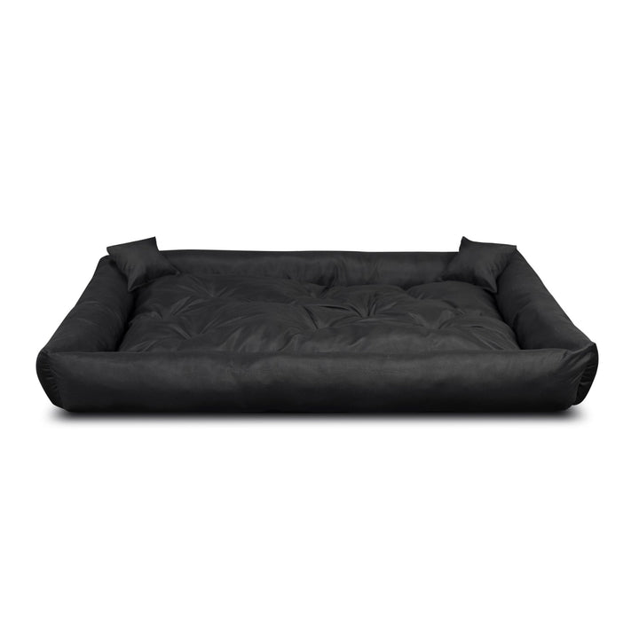 Pat pentru caini si pisici, din microfibra, 75 x 65 cm, negru, 2 perne incluse