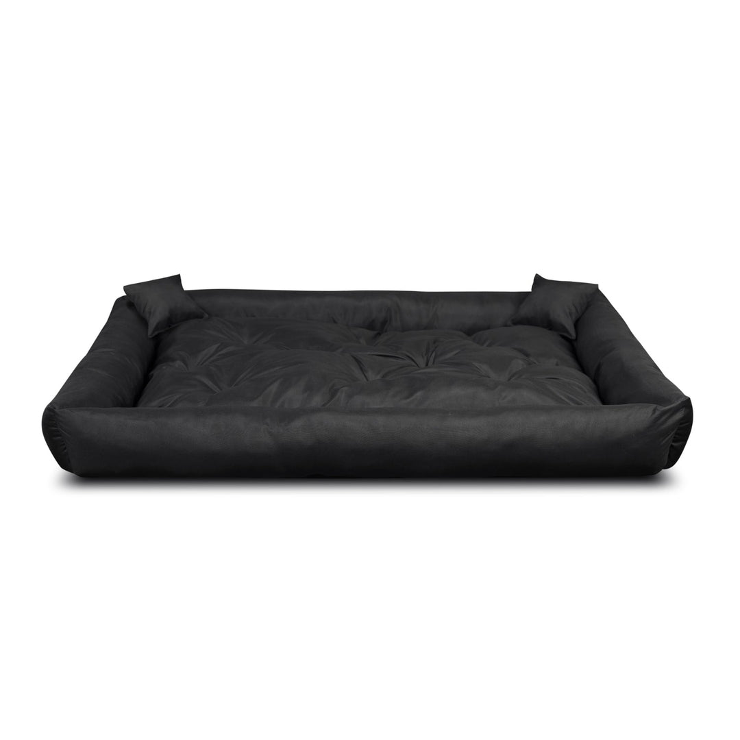 Pat pentru caini si pisici, din microfibra, 115 x 95 cm, negru, 2 perne incluse