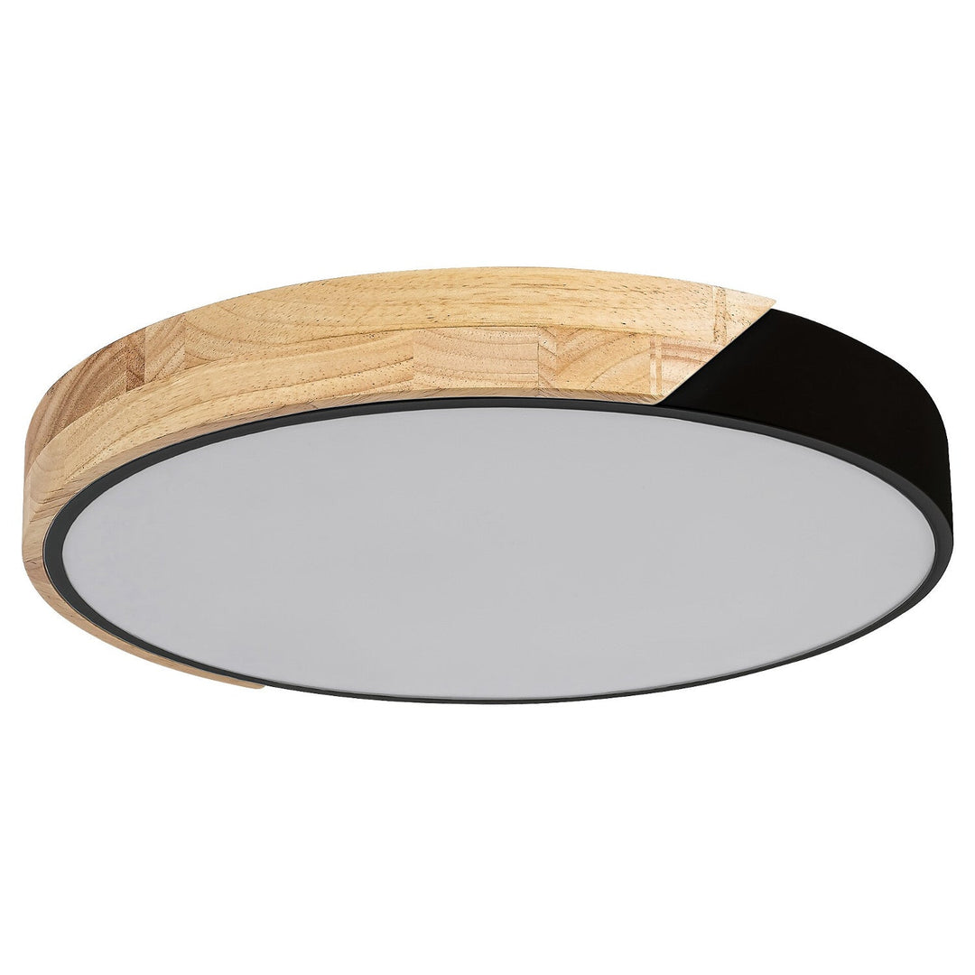 Рабалукс Maple 3528 плафон, матово черно, 24W, метал и дърво