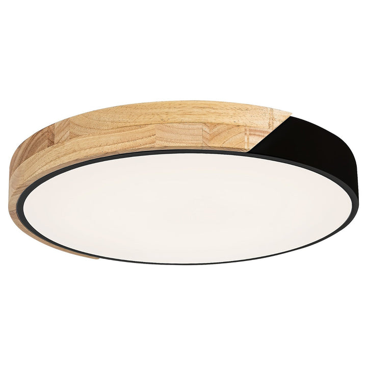 Рабалукс Maple 3528 плафон, матово черно, 24W, метал и дърво