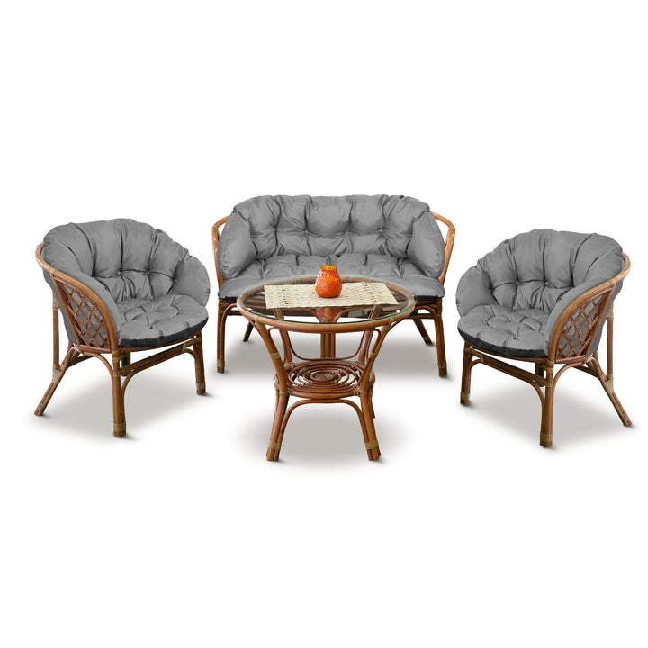 Комплект градински възглавници 2x 122x40 cm + 1x 190x40 cm водоустойчиви сиви