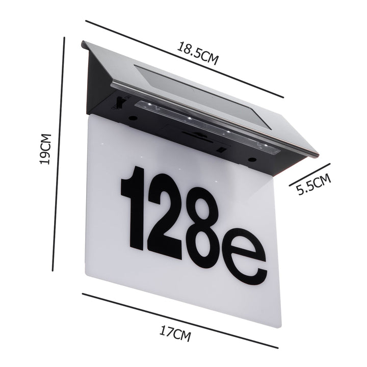 Слънчева LED лампа с номер на къщата Maclean, IP44, 1W, 60lm, 6000K, 600 mAh батерия, 2.5V DC 70mA, MCE423