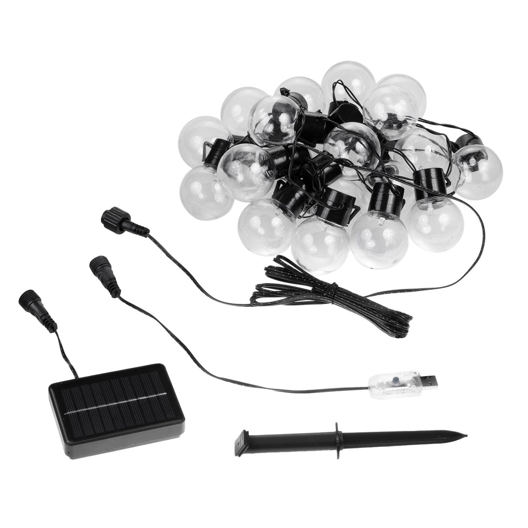 Maclean 2-в-1 слънчеви LED градински верижни светлини, IP44, 3W, 10lm, 3000K, 2*600 mAh батерия, 5V DC, 7m, MCE424