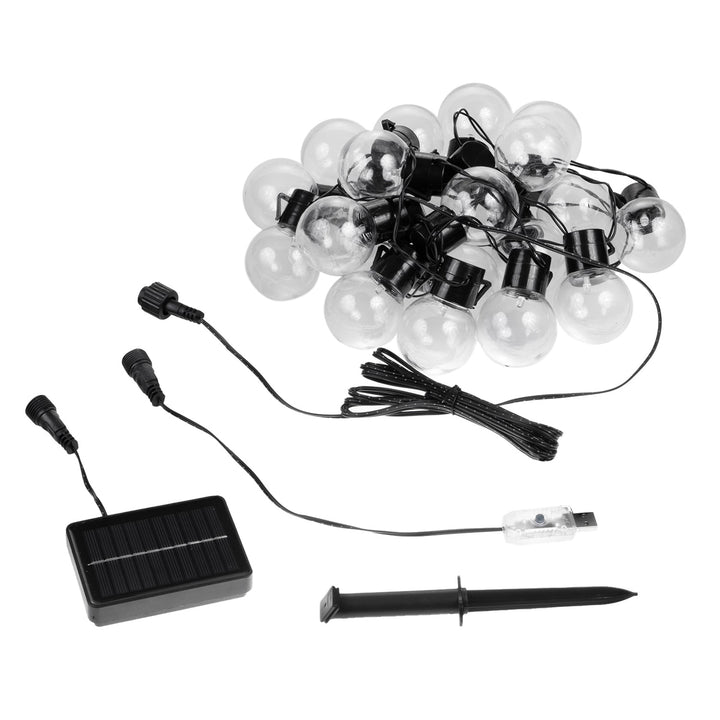 Maclean 2-в-1 слънчеви LED градински верижни светлини, IP44, 3W, 10lm, 3000K, 2*600 mAh батерия, 5V DC, 7m, MCE424