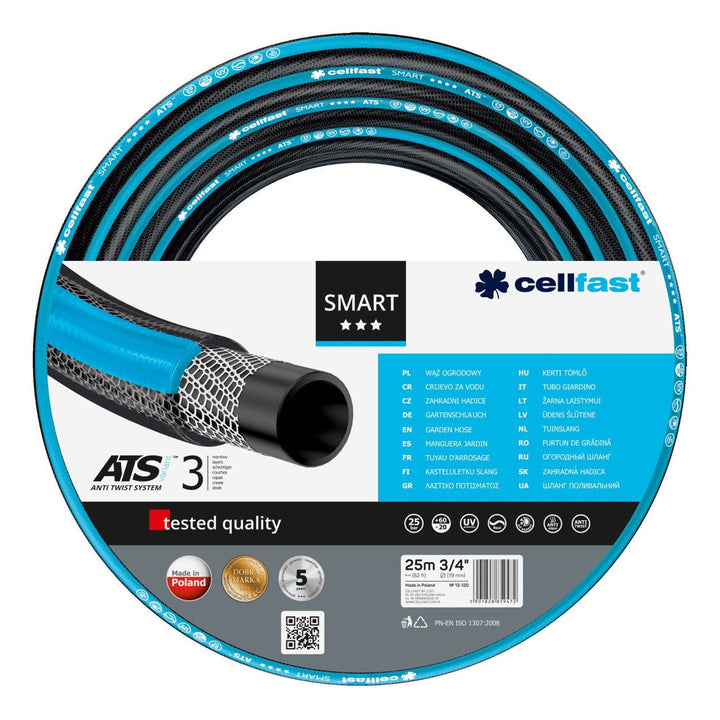 Градински комплект Cellfast, маркуч Smart ATS 3/4'' 25 м, количка Aluplus 1/2'' 60 м