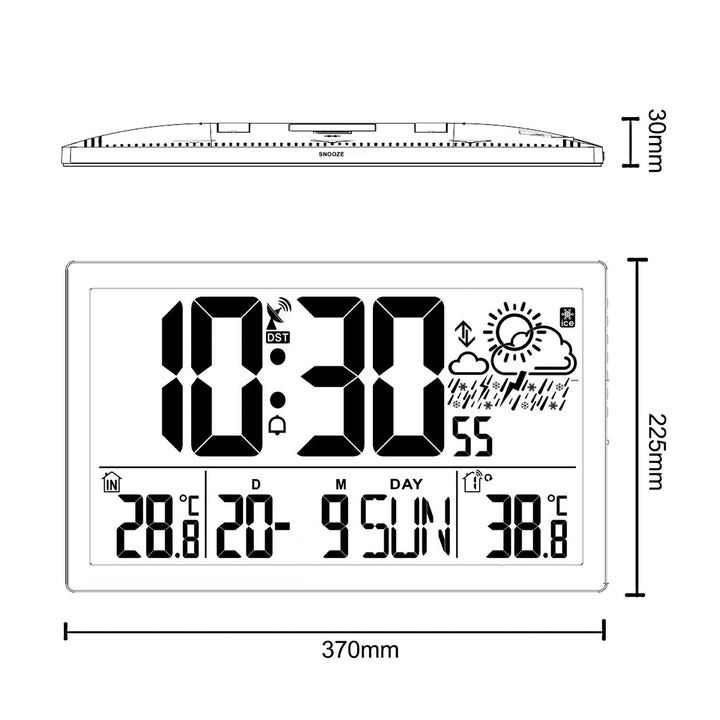 GreenBlue екстра голям LCD стенен часовник, температура, дата, GB218