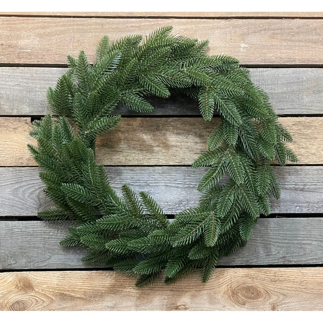 Coronita clasica de Craciun, 50 cm, verde inchis, aspect natural