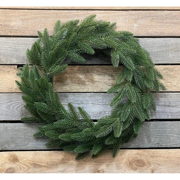 Coronita clasica de Craciun, 50 cm, verde inchis, aspect natural