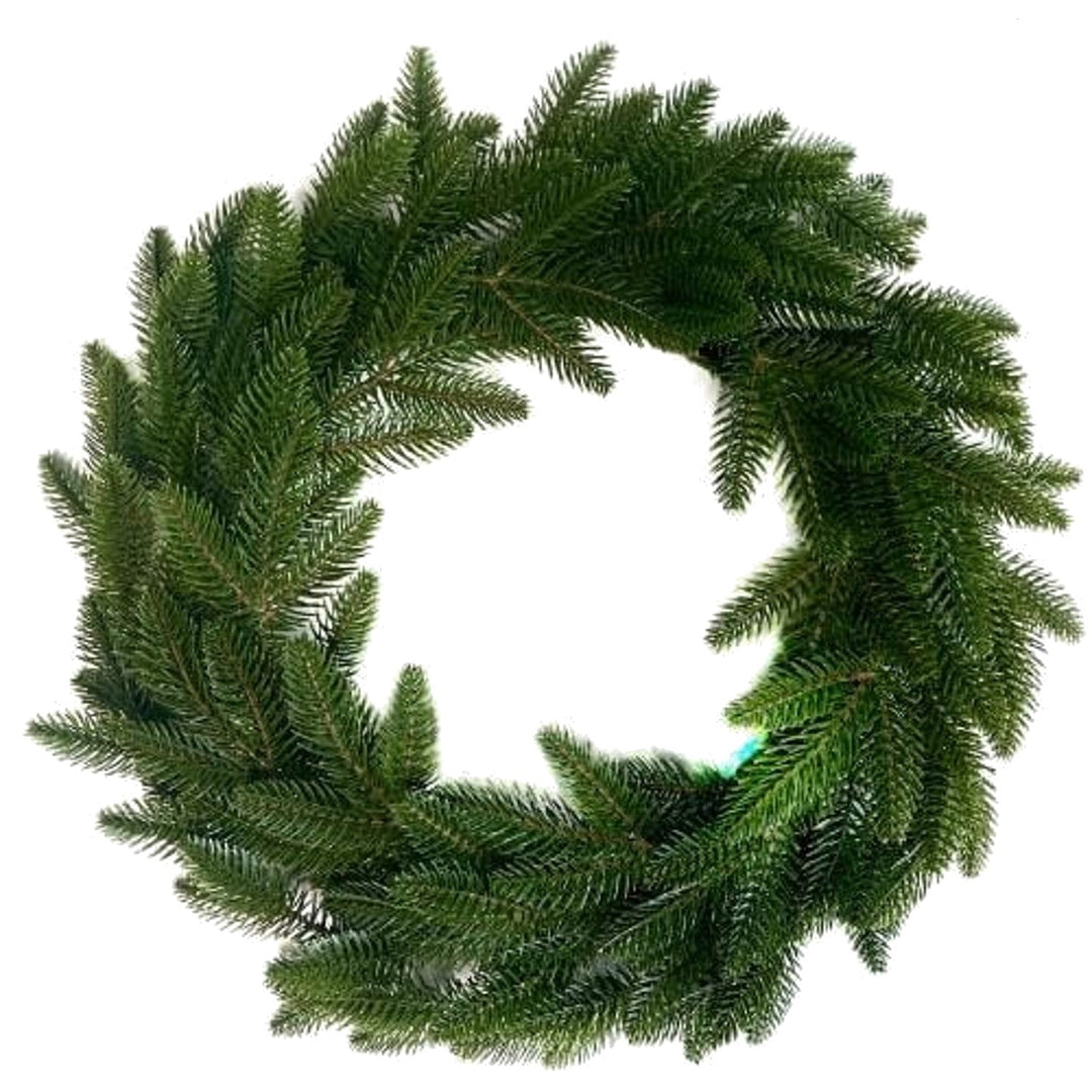Coronita clasica de Craciun, 50 cm, verde inchis, aspect natural