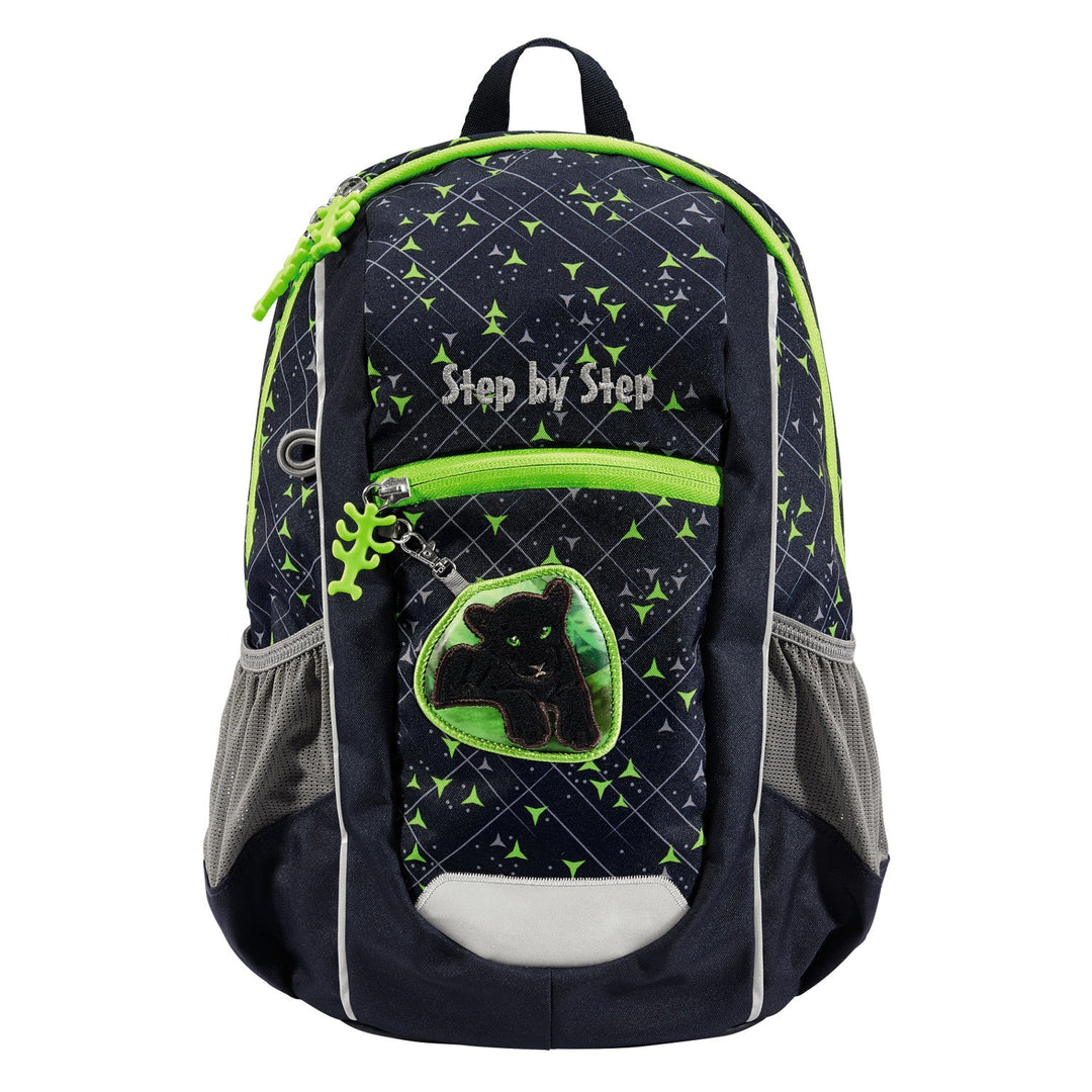 Ghiozdan Step by Step Junior Kiga Maxi Little Wild Cat Chik, 35 x 26 x 12 cm, 10 L, negru