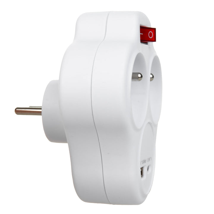 Маклин контактна кутия, разклонител с 2 контакта с USB A/C 2.4A, тип E, 2x16A, MCE336 E