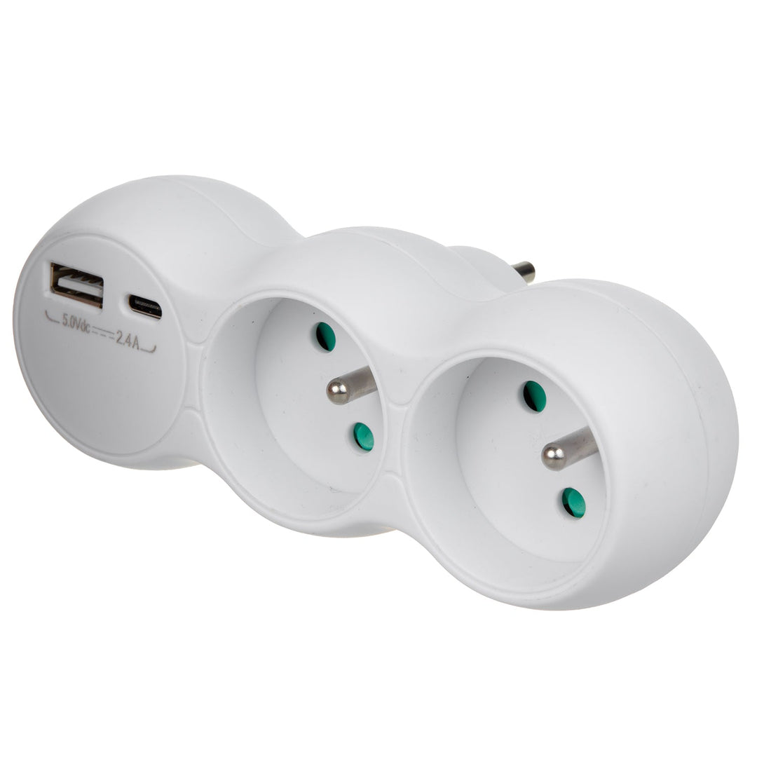 Маклин контакт, разклонител с 2 контакта, 2x USB A/C, тип E, 2x16A, MCE339 E