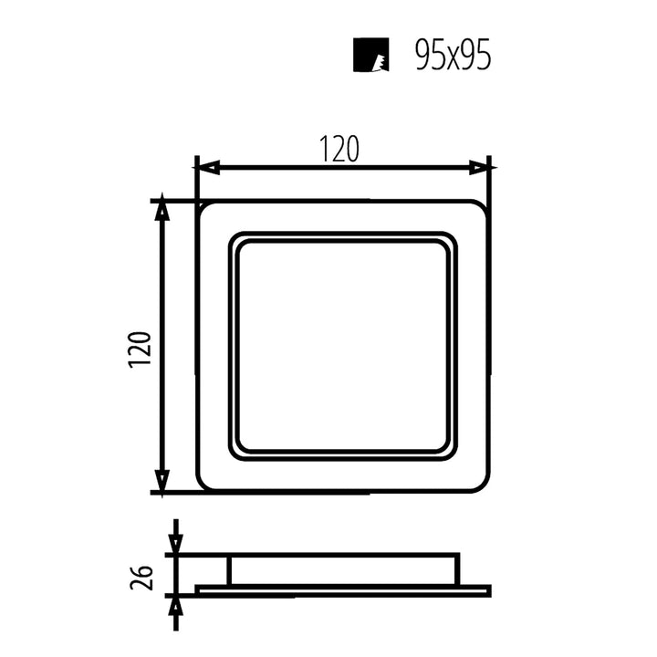 LED панел за таван Maclean, вграден SLIM, 9W, неутрално бял 4000K, 120*120*26mm, 900lm, MCE373 S