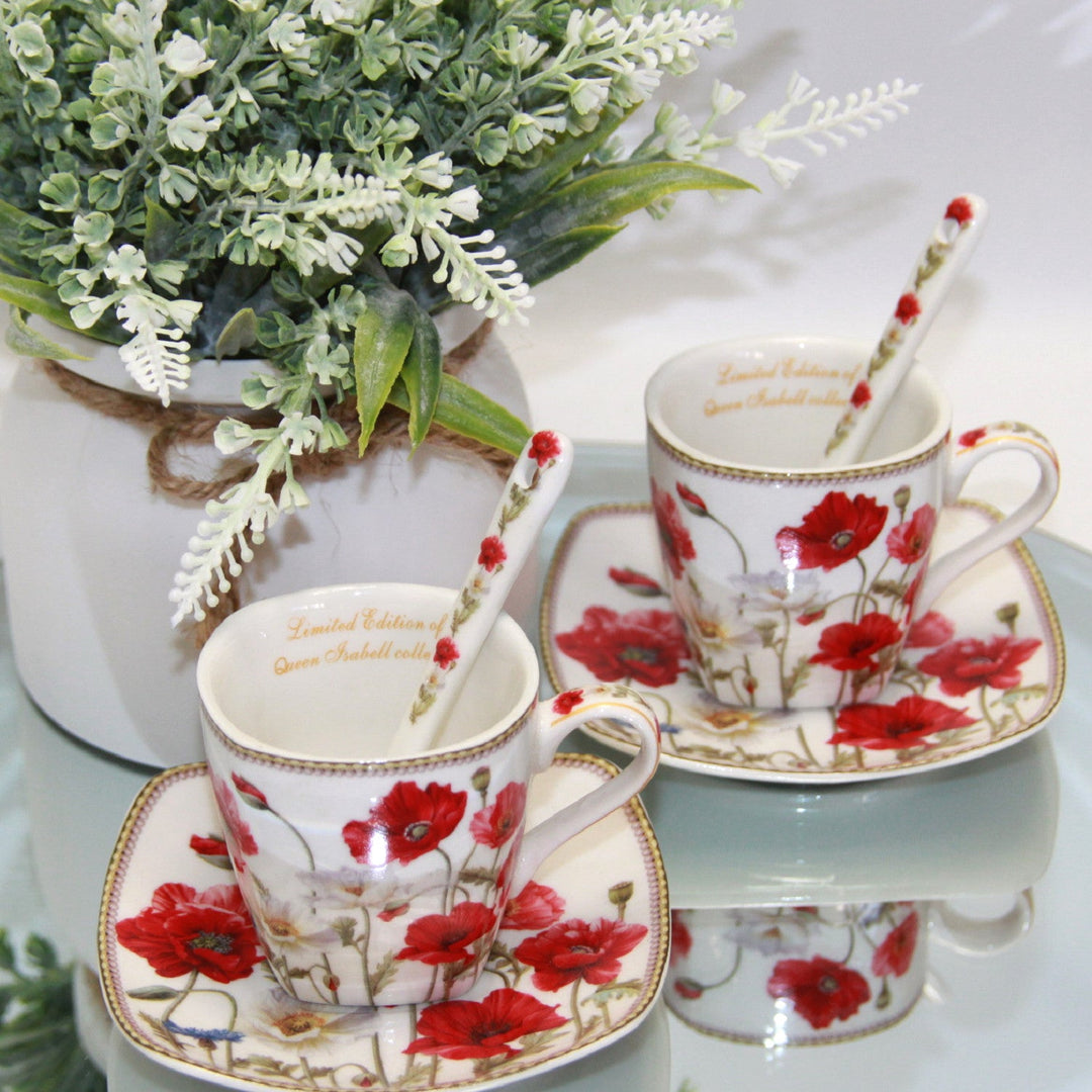 Порцеланови чаши за еспресо Queen Isabell с чинийки, комплект W9PWH06-09596