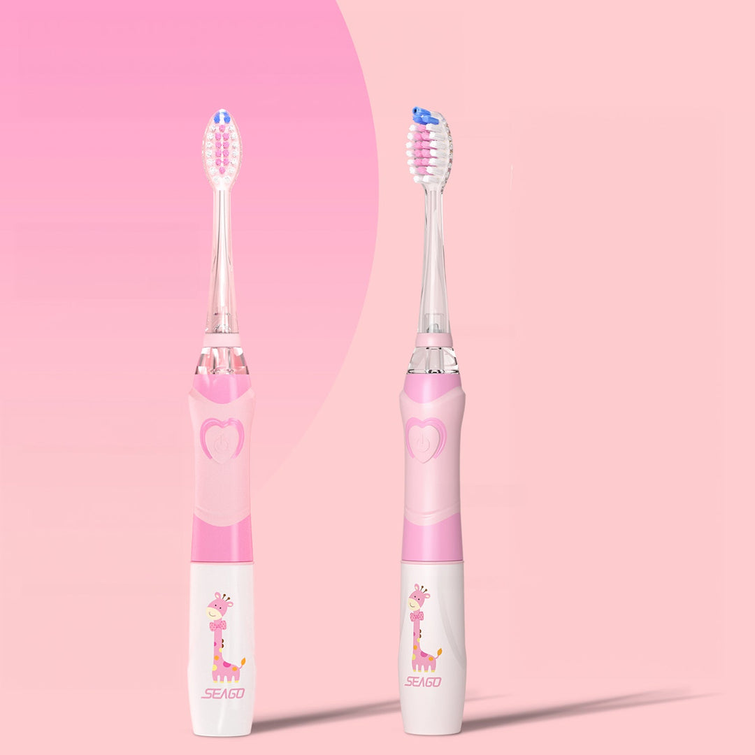 SEAGO звукова четка за зъби за деца, розова, 1xAAA 1,5V (не е включена), 3 глави за четка, SG-977 Pink