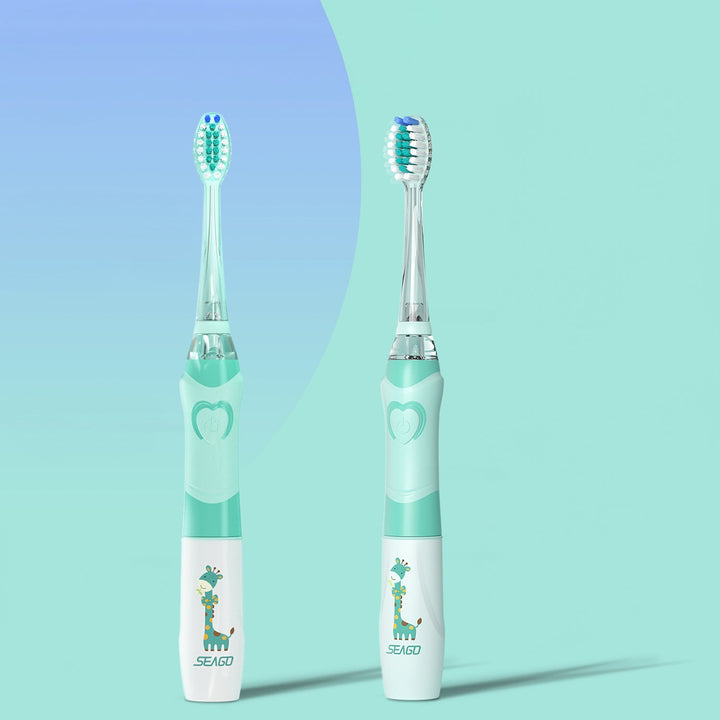 SEAGO звукова четка за зъби за деца, зелена, 1xAAA 1,5V (не е включена), 3 глави за четка, SG-977 Зелена