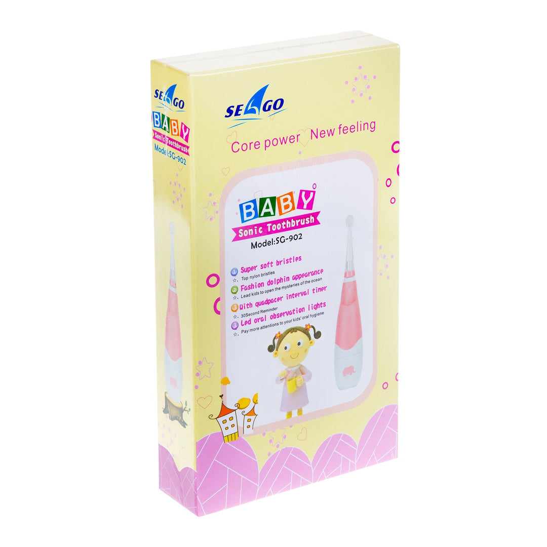 SEAGO звукова четка за зъби за деца, розова, 1xAAA 1,5V (не е включена), 4 глави за четка, SG-902 Pink