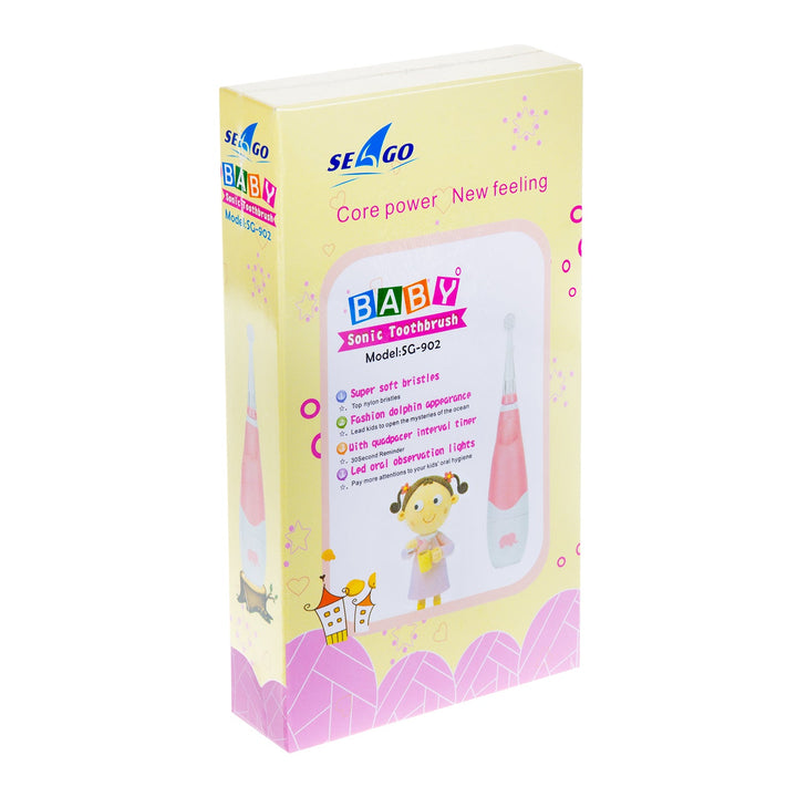 SEAGO звукова четка за зъби за деца, розова, 1xAAA 1,5V (не е включена), 4 глави за четка, SG-902 Pink