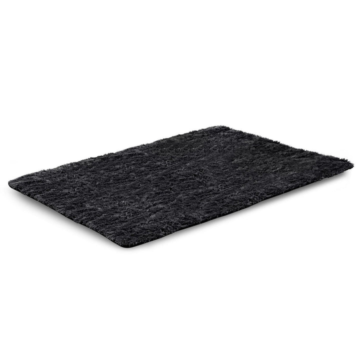 Covor de pluș, cu fir scurt, antiderapant, 160 x 220 cm, negru, DYWSHA120/160CZA