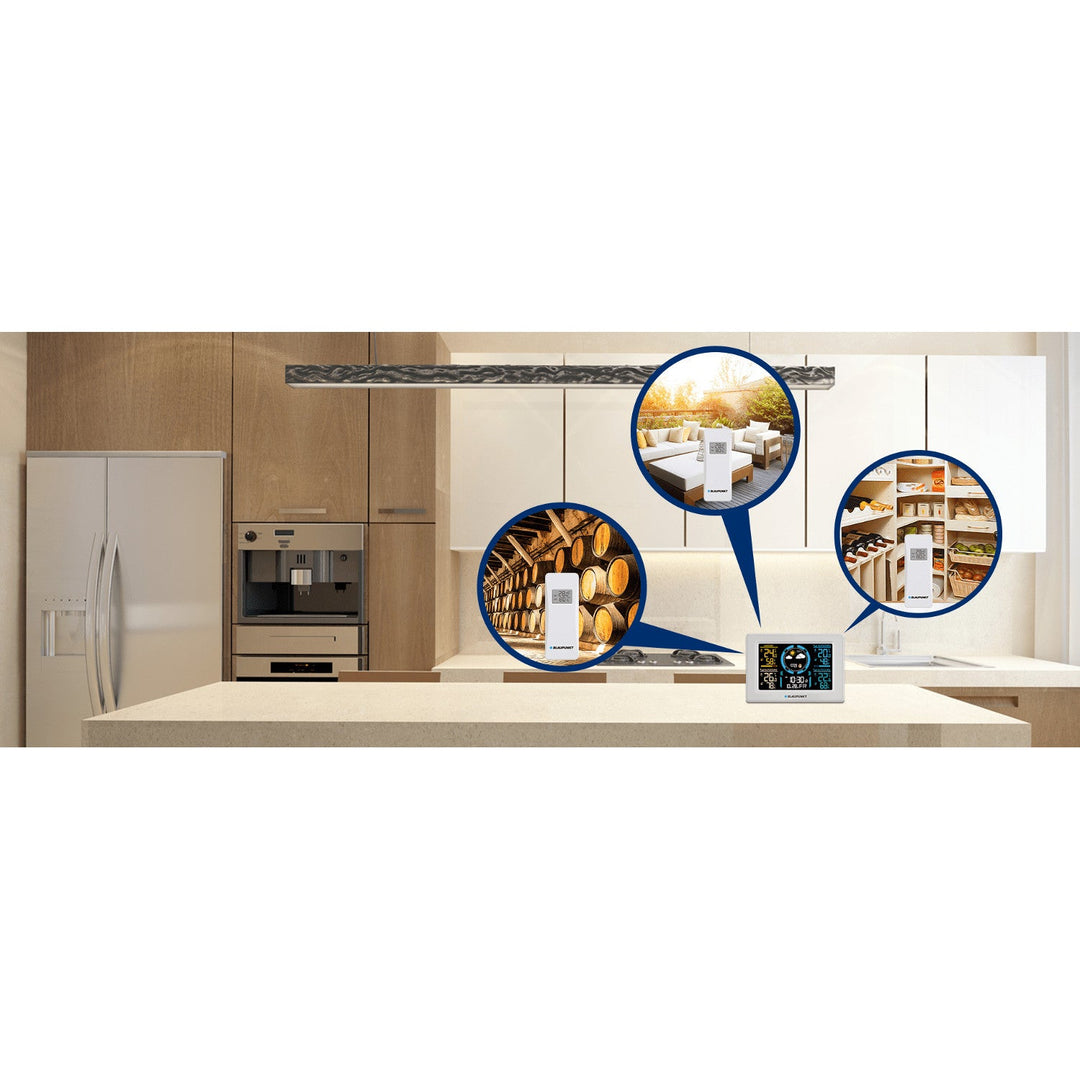 Метеорологична станция Blaupunkt, хигрометър, налягане, прогноза, 3 сензора, WS40WH