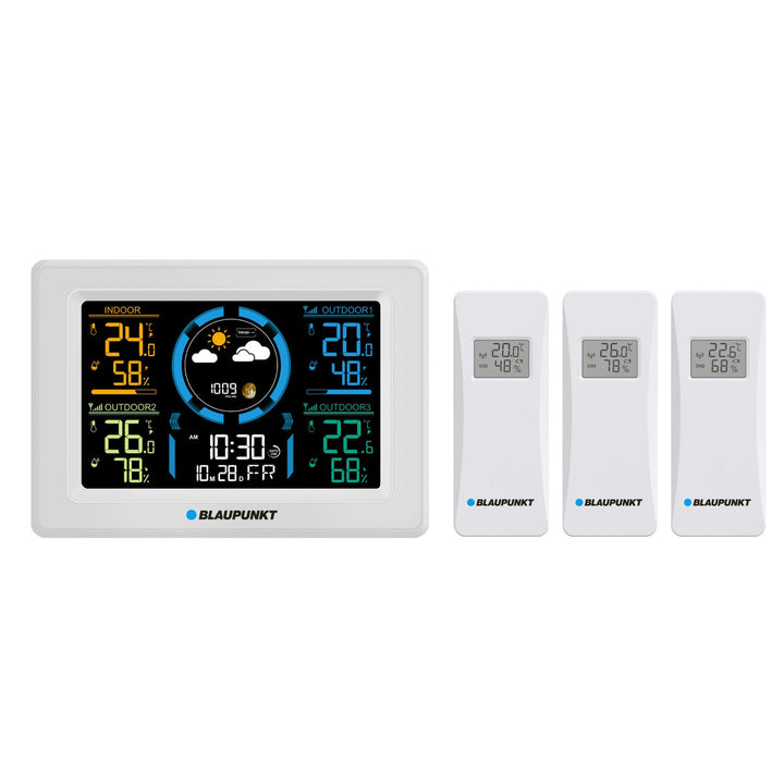 Метеорологична станция Blaupunkt, хигрометър, налягане, прогноза, 3 сензора, WS40WH