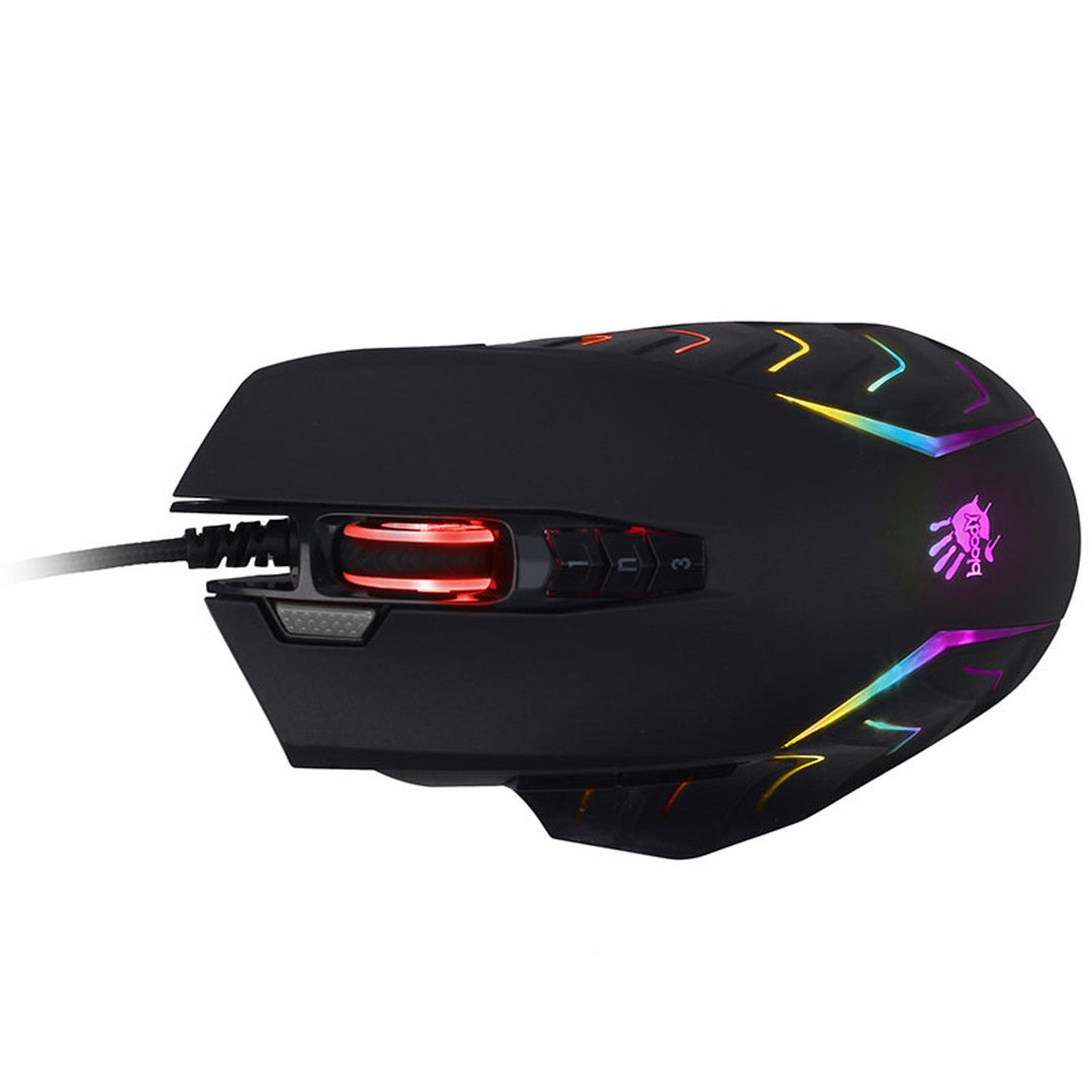 A4TECH геймърска мишка, USB, 8000 DPI, метални плъзгачи, J95 RGB Pixart (активирана)