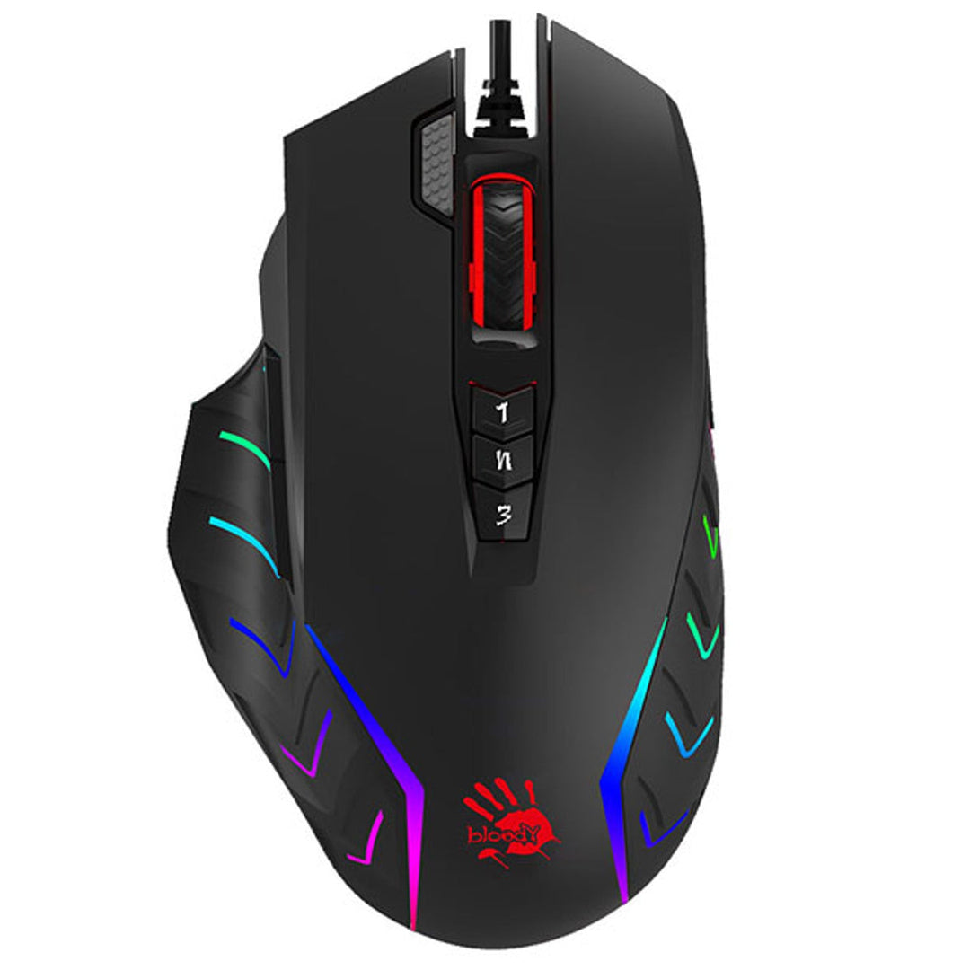 A4TECH геймърска мишка, USB, 8000 DPI, метални плъзгачи, J95 RGB Pixart (активирана)