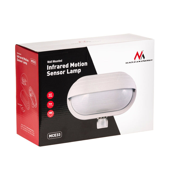 Стена лампа Maclean, с PIR сензор, макс. 60W, 180°, MCE33 W + LED 11W