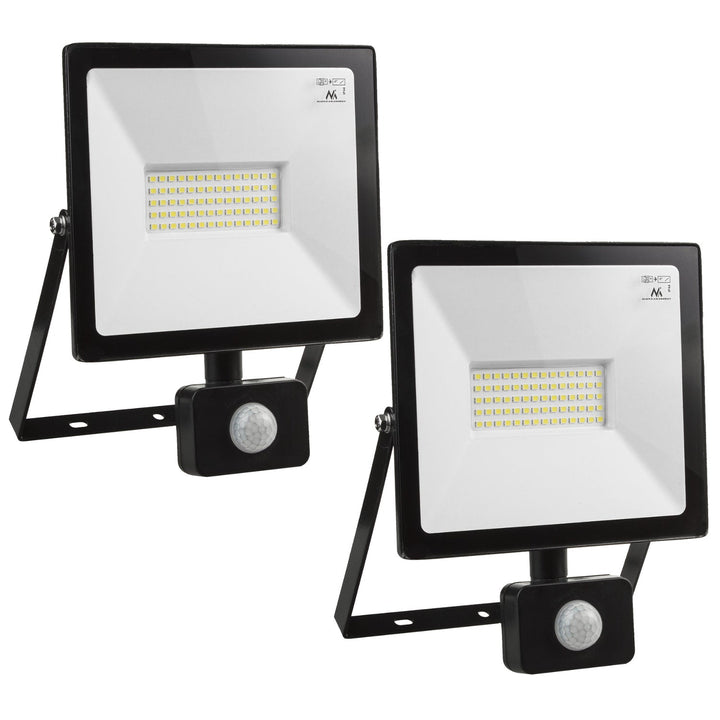2x LED прожектор с датчик за движение Maclean, тънък 50W, 4000lm, неутрално бял цвят (4000K), IP44, MCE650 NW PIR