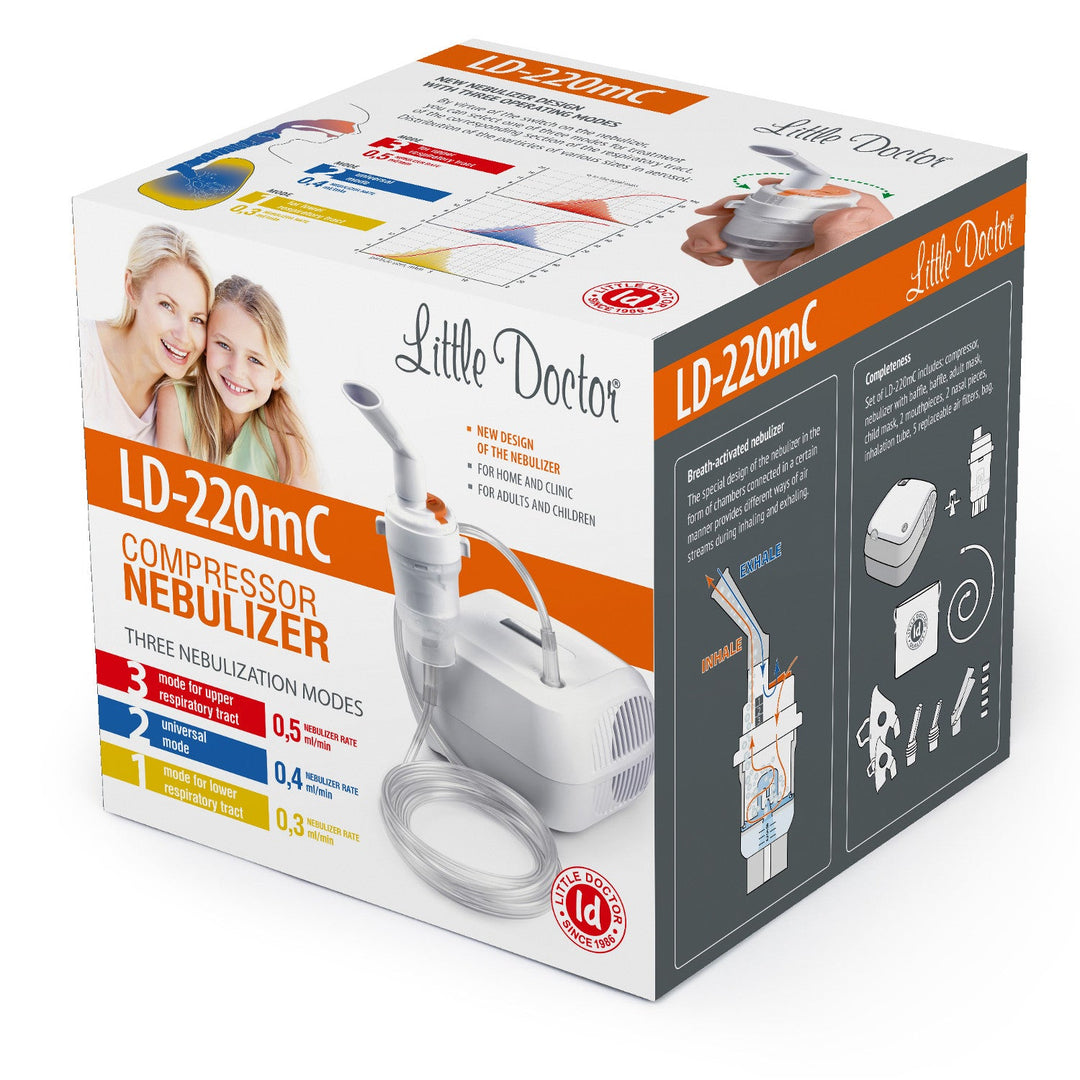 Инхалатор Little Doctor, 3 режима на работа, активира се с дишане, бял, LD-220mC