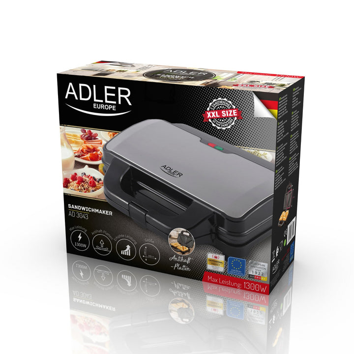 Тостер за сандвичи Adler, размер XXL, 1300 W, AD 3043